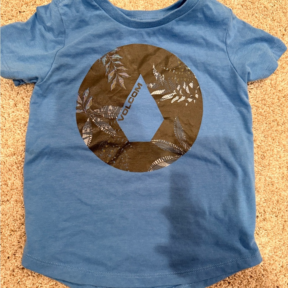 Volcom Leaf Print Blue Tee for Kids